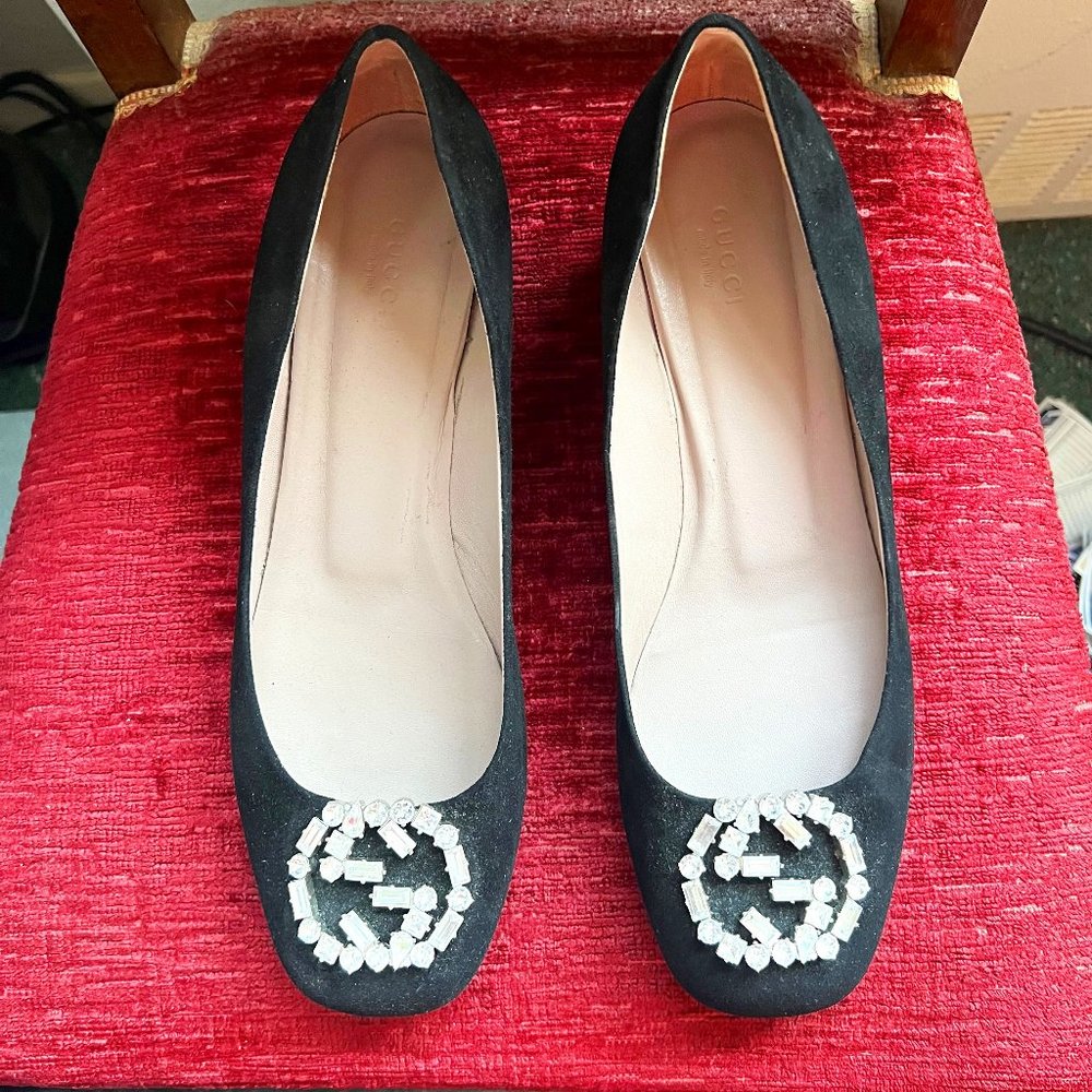 100% Authentic GUCCI GG Crystal Suede Shoes 40.5 10.5